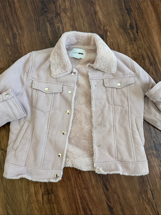 Fashion Nova Jackets & Blazers - Fashion Nova Plush Faux Suede Jacket in Light Blush
